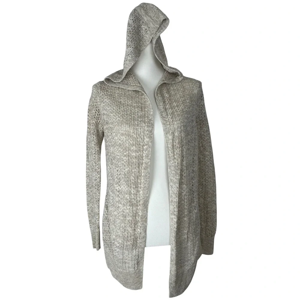 Sigrid Olsen Women Open Knit‎ Hooded Cardigan Coastal Sweater Beach Preppy Sz M